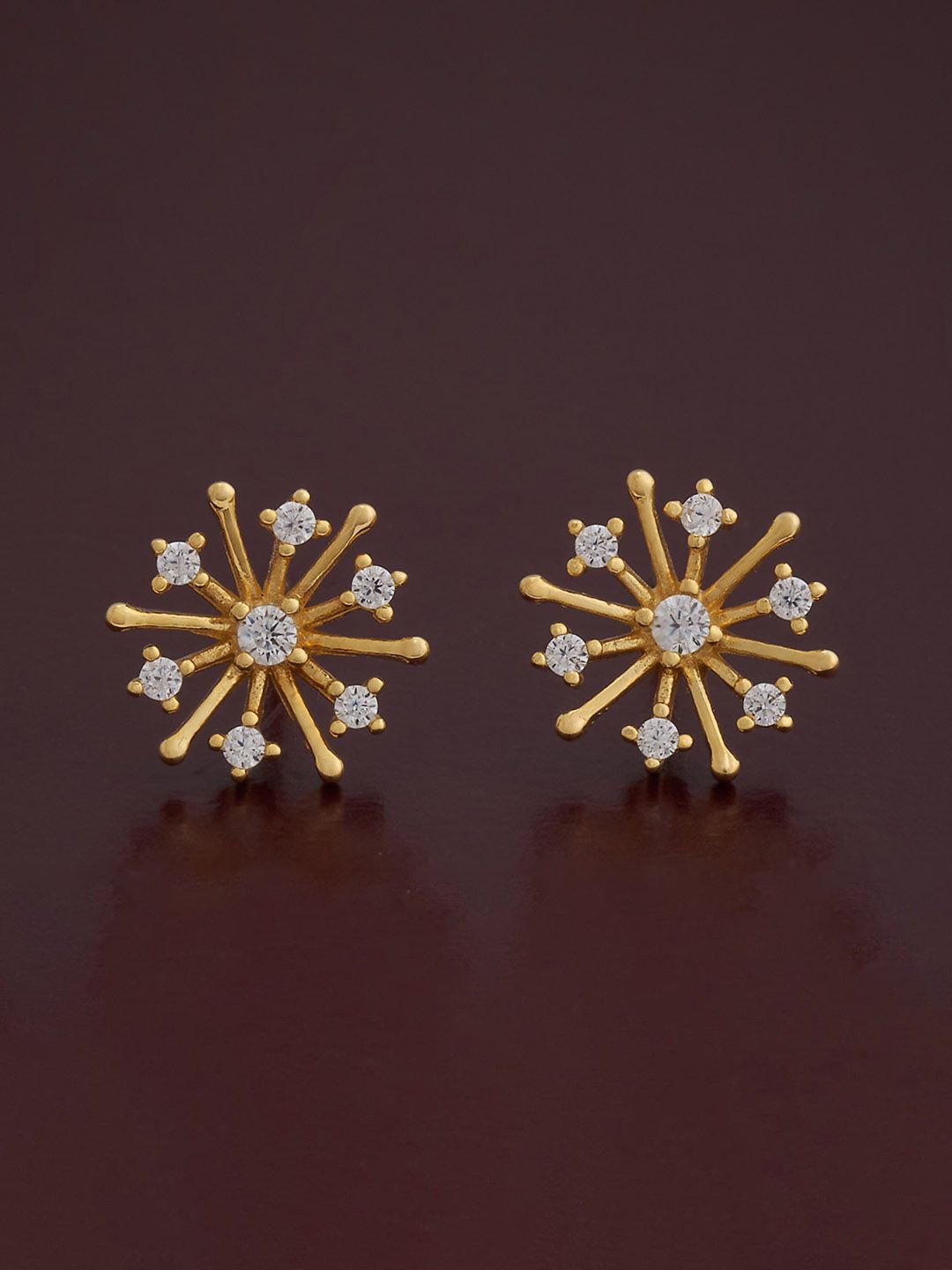 

Kushal's Fashion Jewellery 92.5 Silver Gold-Plated CZ Studded Studs Earrings