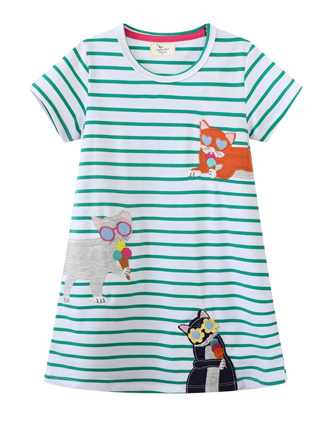 

LULU & SKY Girls Striped Nightdress, White