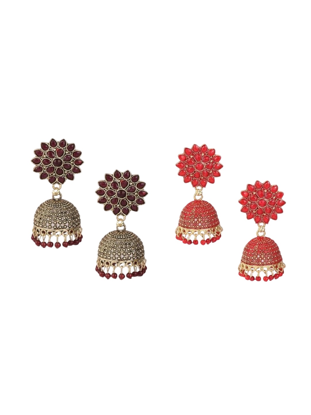 

JMBW INTERNATIONAL Contemporary Jhumkas Earrings, Gold