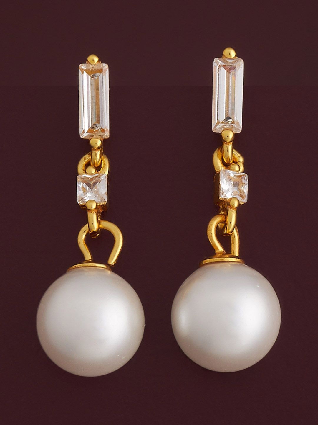 

Kushal's Fashion Jewellery Gold-Plated 92.5 Silver Zircon Classic Drop Earrings, White