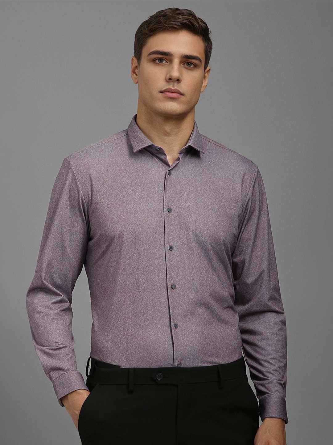 

Louis Philippe Sport Men Super Slim Fit Cotton Textured Formal Shirt, Purple