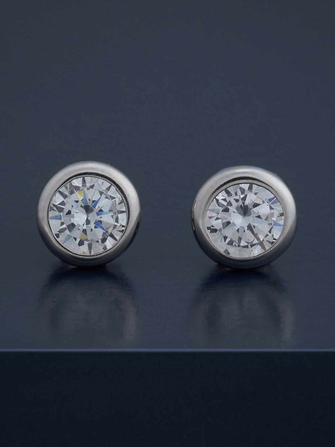 

Kushal's Fashion Jewellery 92.5 Silver Rhodium-Plated Circular Shaped Studs