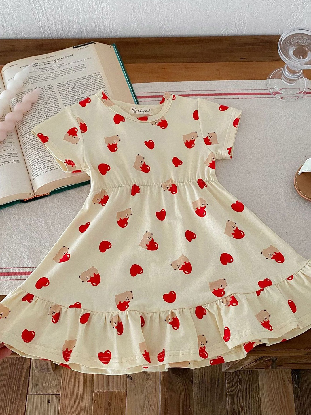 

LULU & SKY Girls Conversational Printed Fit & Flare Dress, Red