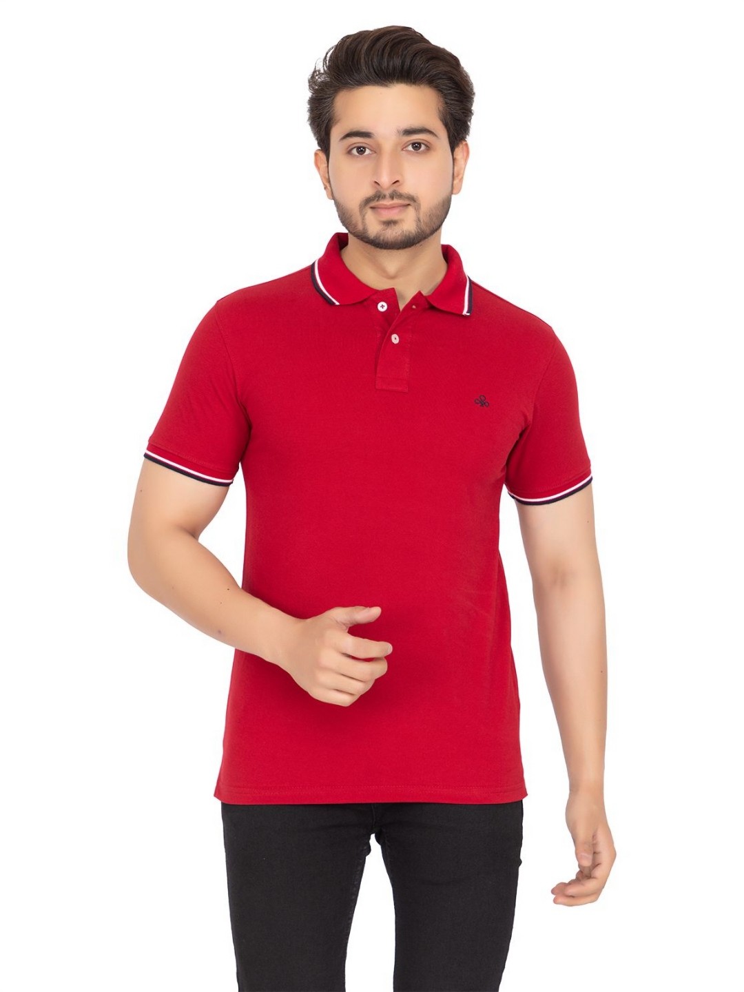 

Antiloop Men Solid Polo Collar Cotton T-shirt, Maroon