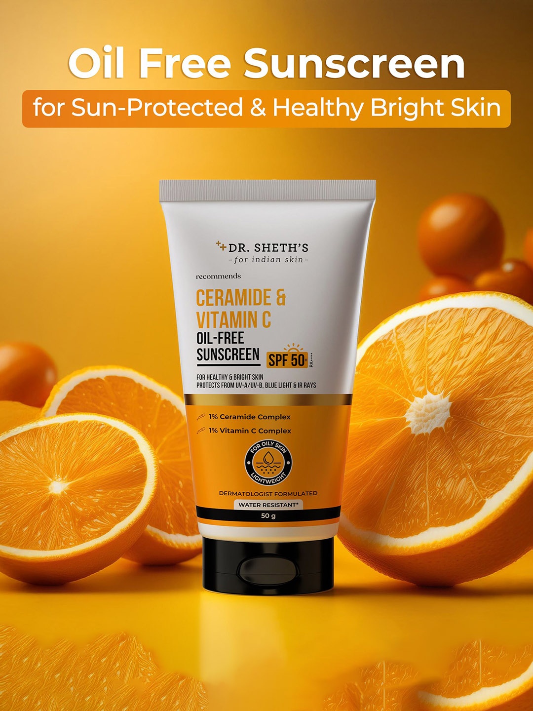 

Dr. Sheth's Ceramide & Vitamin C Oil-Free Sunscreen - 50 g, White