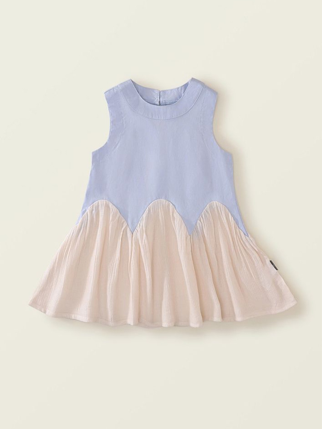 

LULU & SKY Girls Colourblocked Round Neck A-Line Dress, Blue