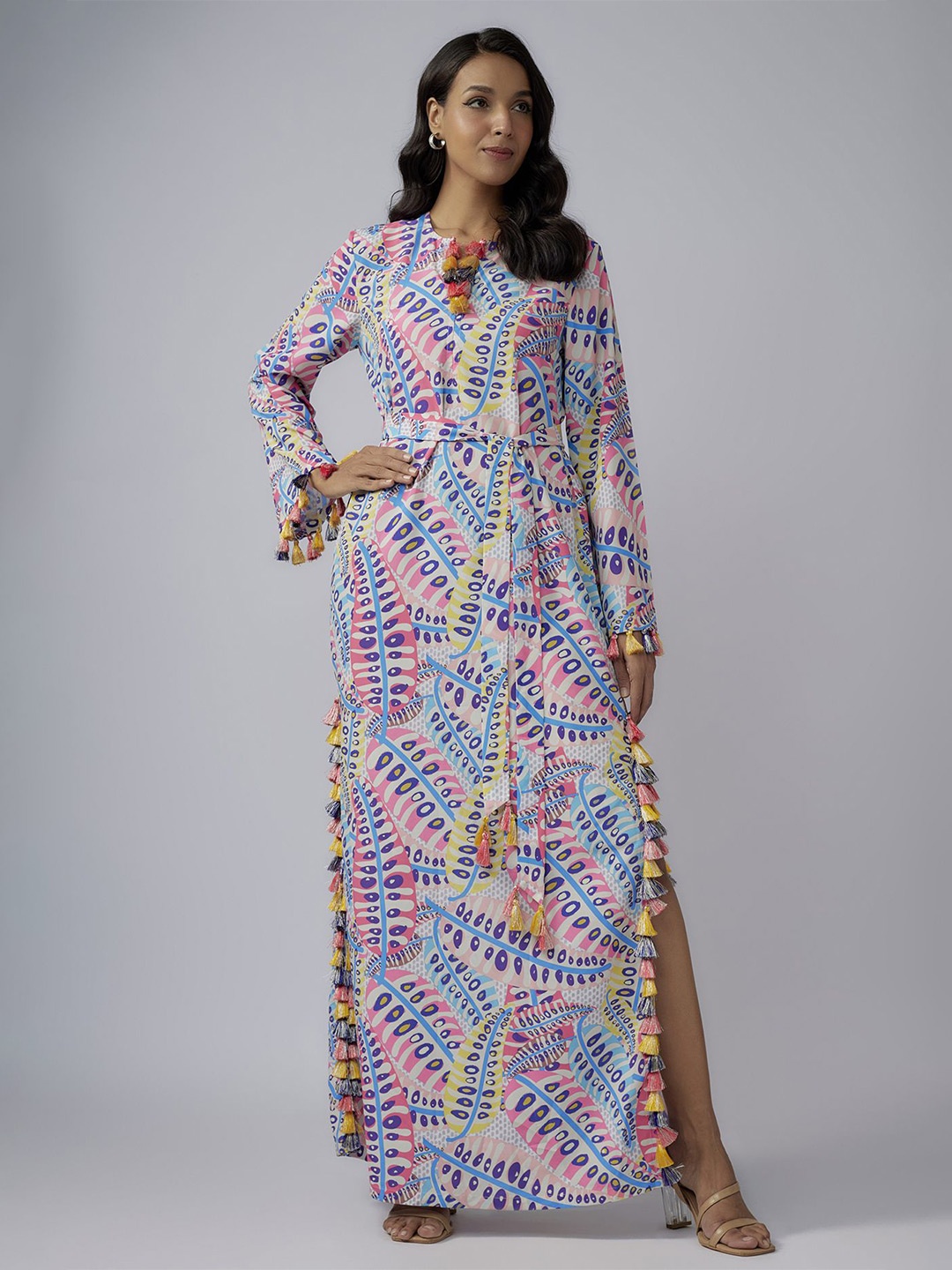 

PS PRET BY PAYAL SINGHAL Women Flared Sleeve Side Slits A-line Dress, White