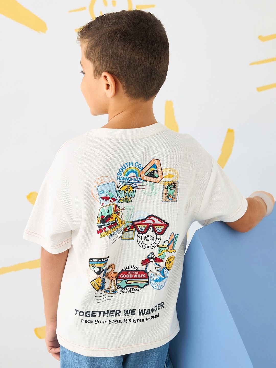 

max Boys Graphic Printed Round Neck Cotton T-shirt, White
