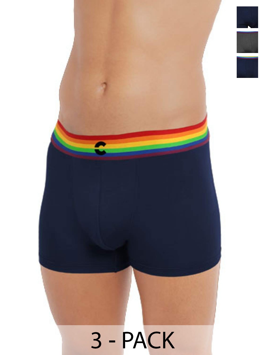 

FREECULTR Pack Of 3 Anti-Bacterial Trunks, Navy blue
