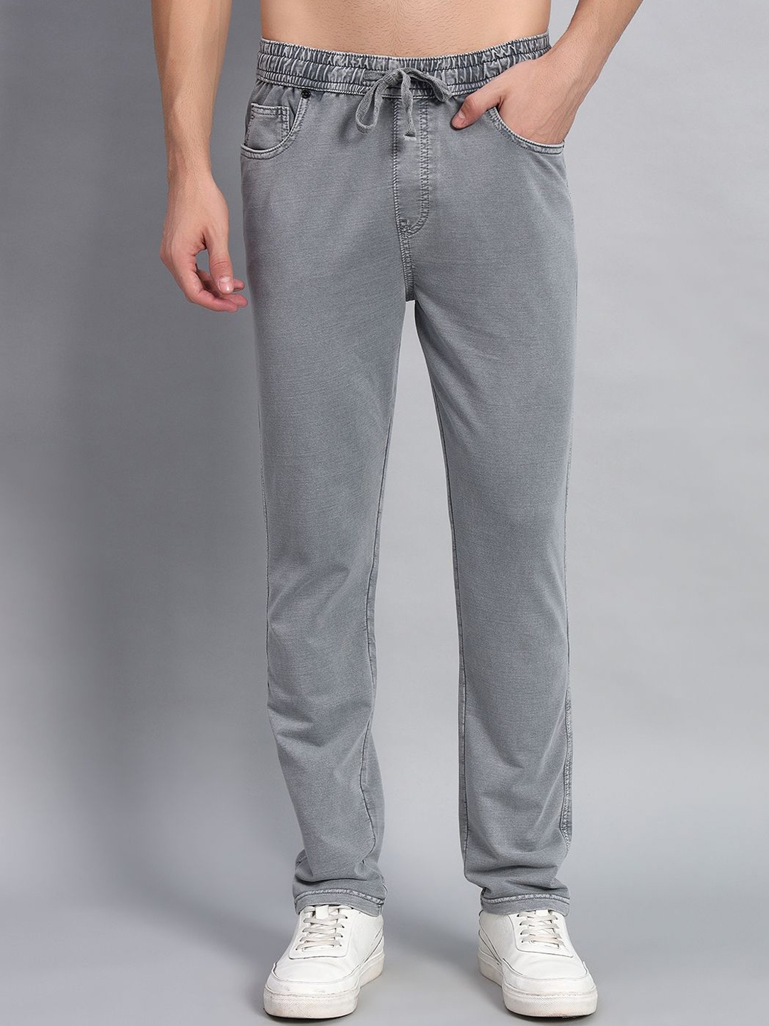 

AECK Men Cotton Relaxed-Fit Track Pants, Grey