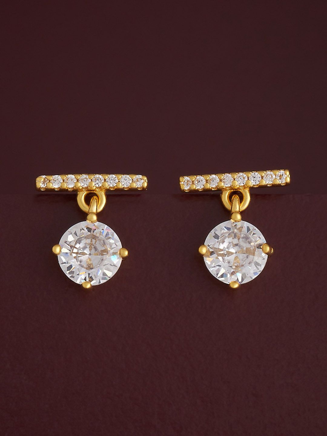 

Kushal's Fashion Jewellery 92.5 Silver Gold-Plated Zircon Classic Drop Earrings