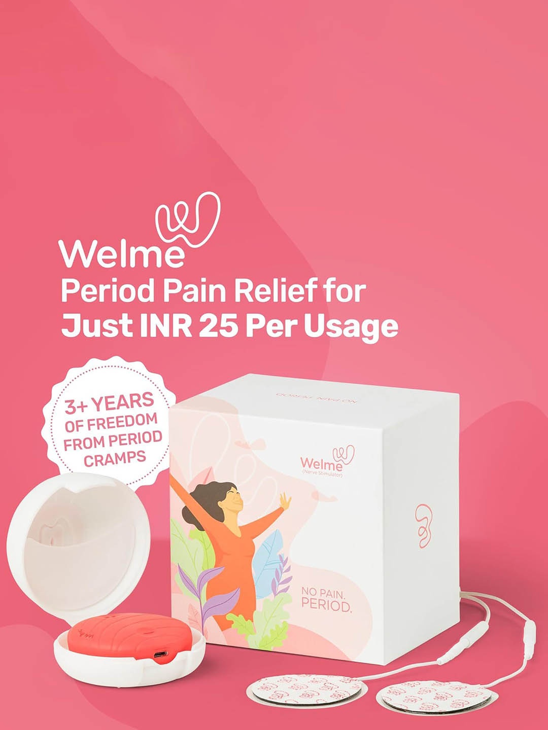 

Welme Period Pain Relief Electrical Device For Menstrual & Back Pain, Pink