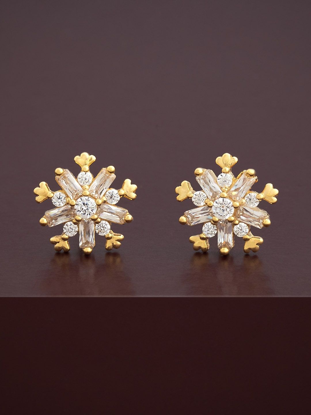 

Kushal's Fashion Jewellery 92.5 Silver Gold-Plated Floral Studs Earrings, White