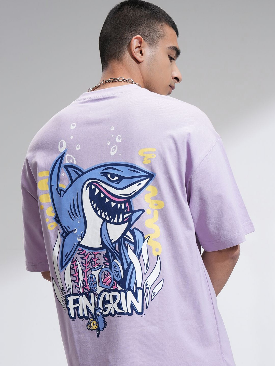 

HIGHLANDER Pixar Finding Nemo Men Oversized Drop-Shoulder Round Neck T-Shirt, Mauve