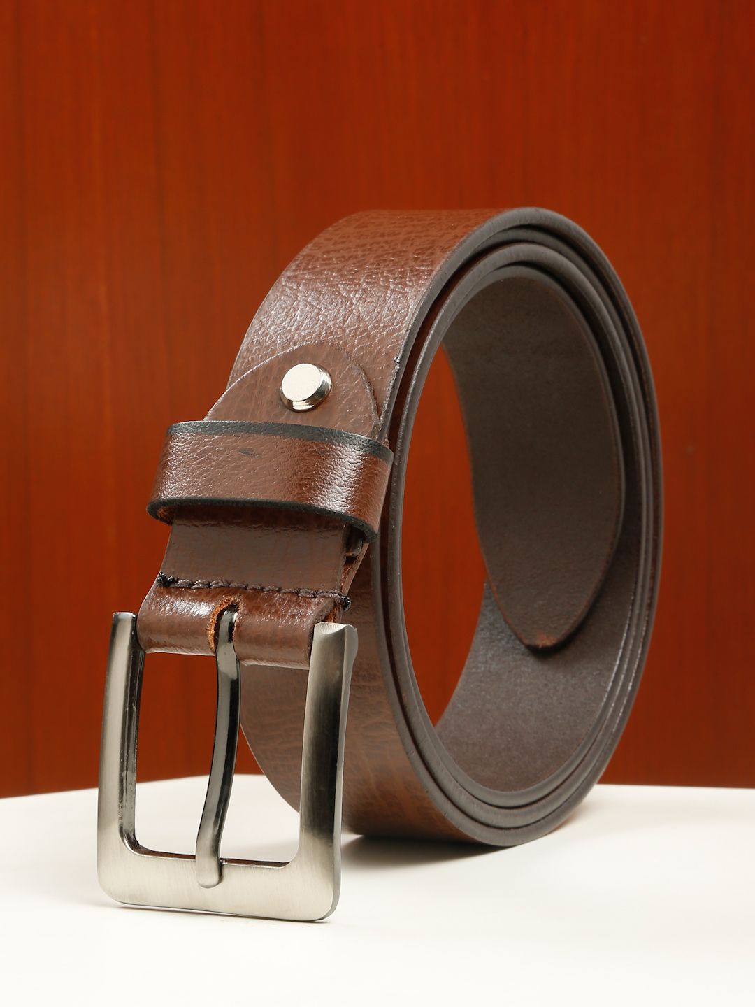 

Teakwood Leathers Men Textured Leather Belt, Brown