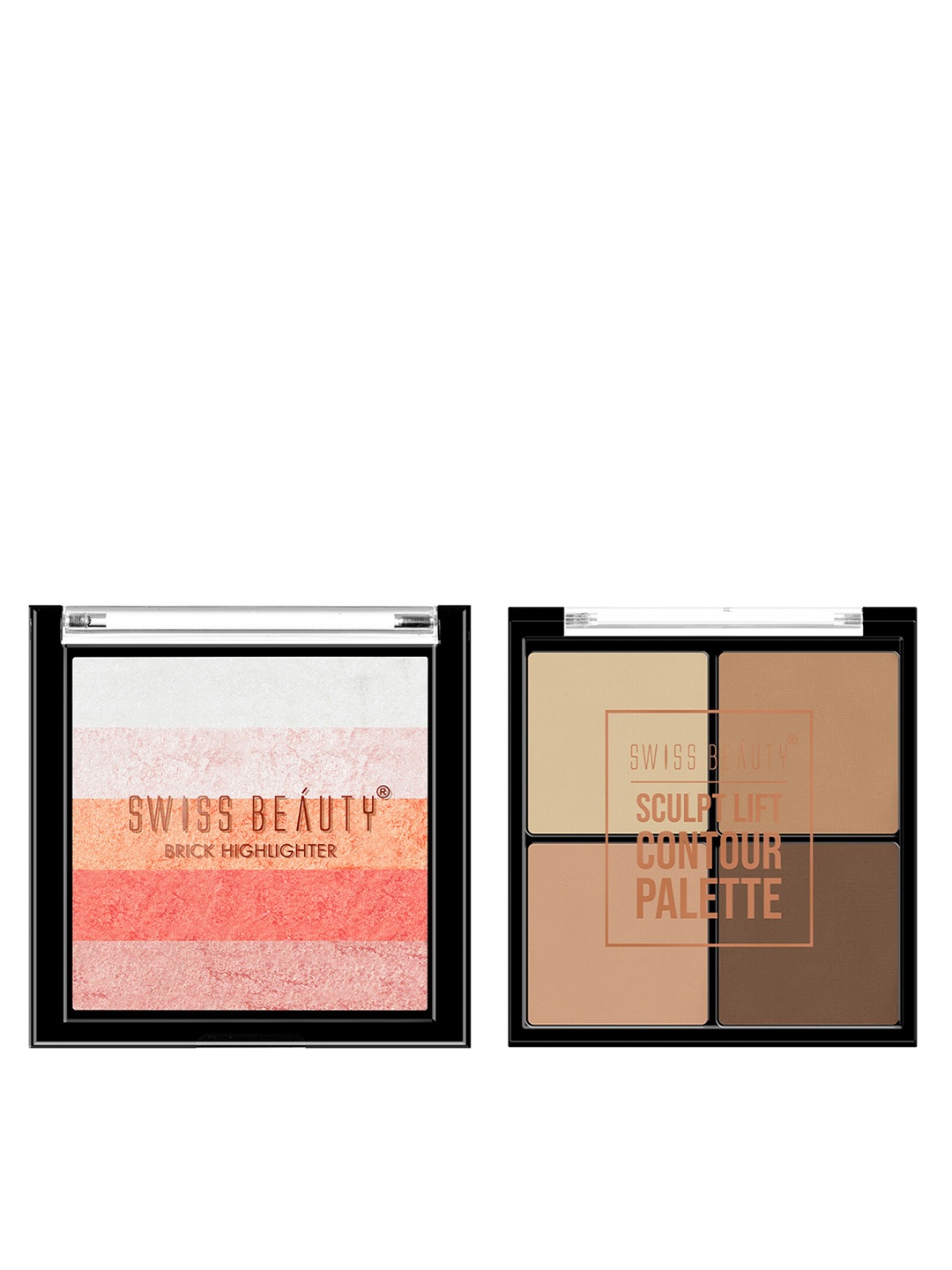 

SWISS BEAUTY Set of Sculpt Lift Contour Palette - 01 & Brick Highlighter - 02, Multi