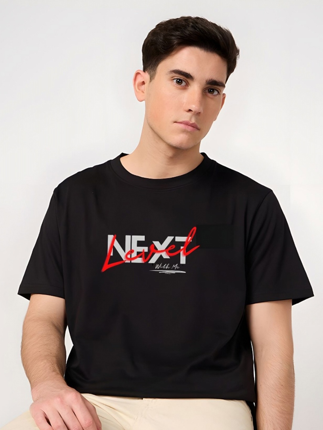 

Moda Rapido Men Typography Printed Round Neck Cotton Relaxed Fit T-shirt, Black