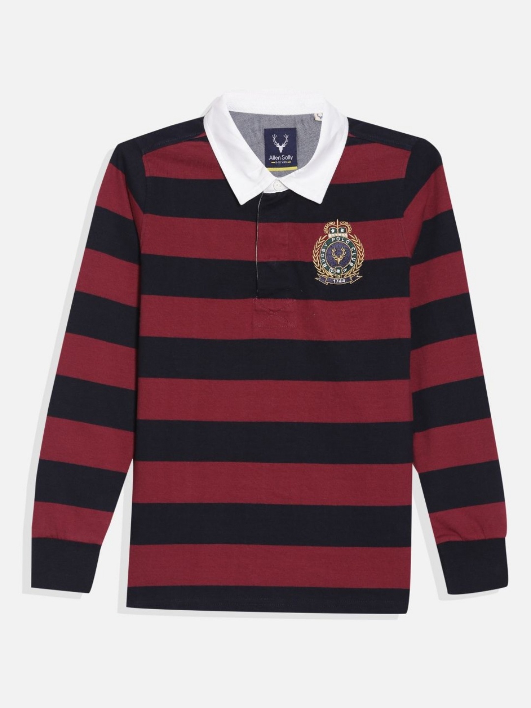 

Allen Solly Junior Boys Striped Polo Collar Cotton T-shirt, Maroon