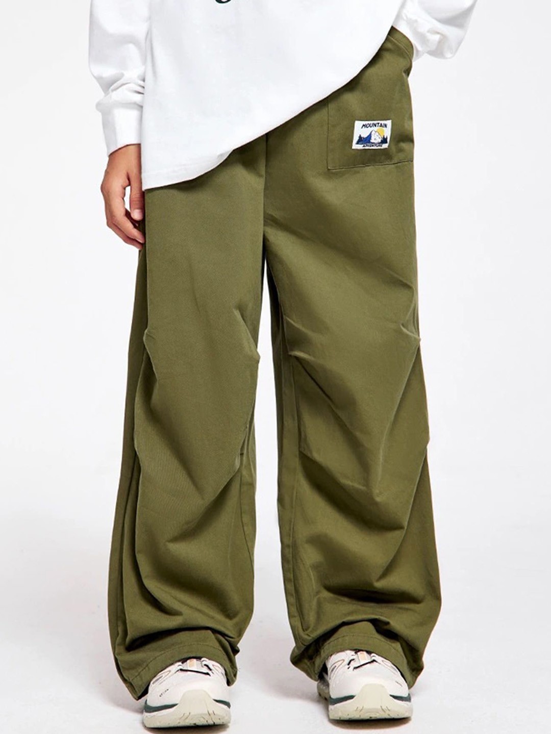 

LULU & SKY Girls Straight Fit High-Rise Cotton Trousers, Green