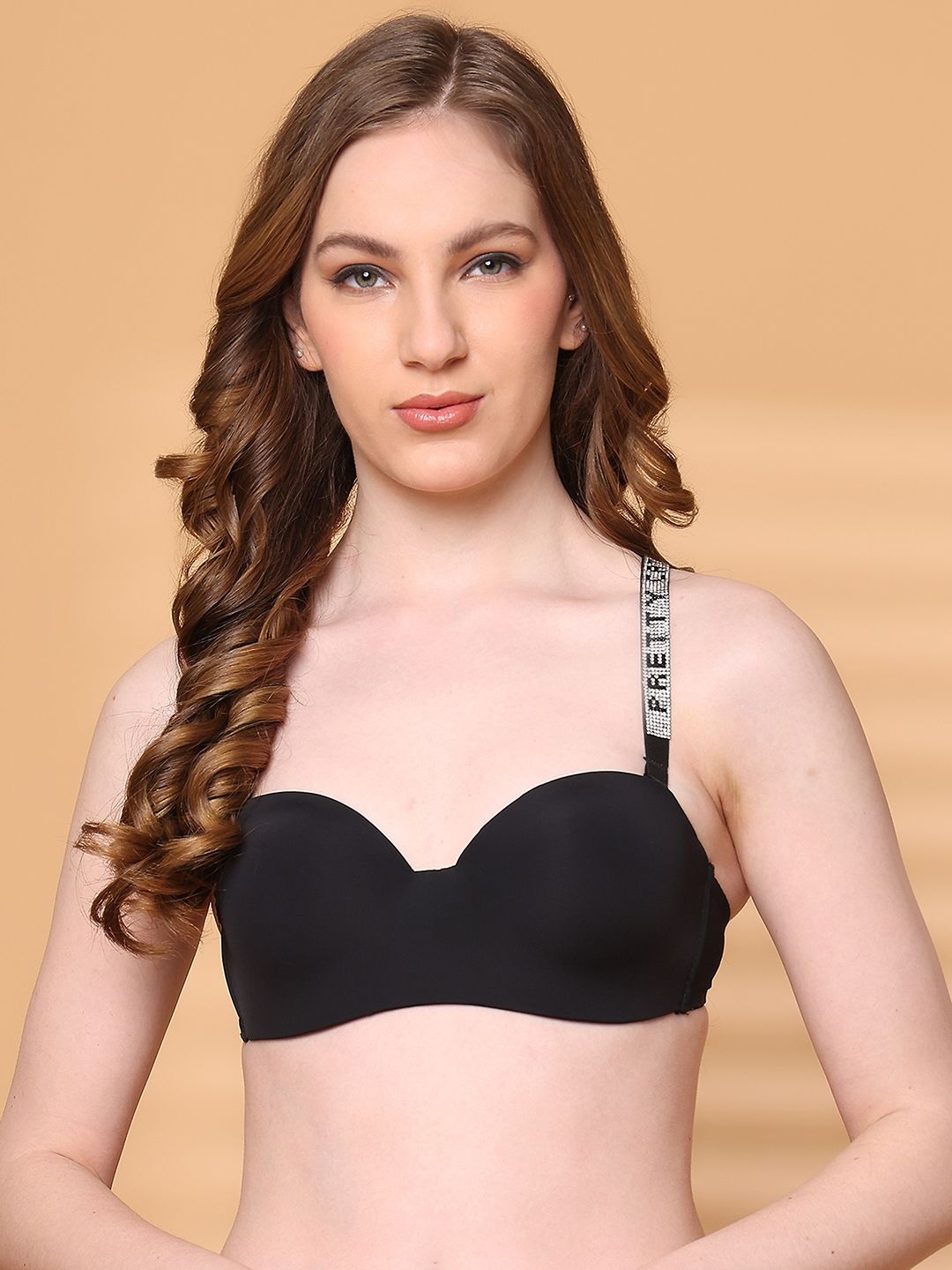

PrettyCat Bra Medium Coverage Underwired Lightly Padded, Black