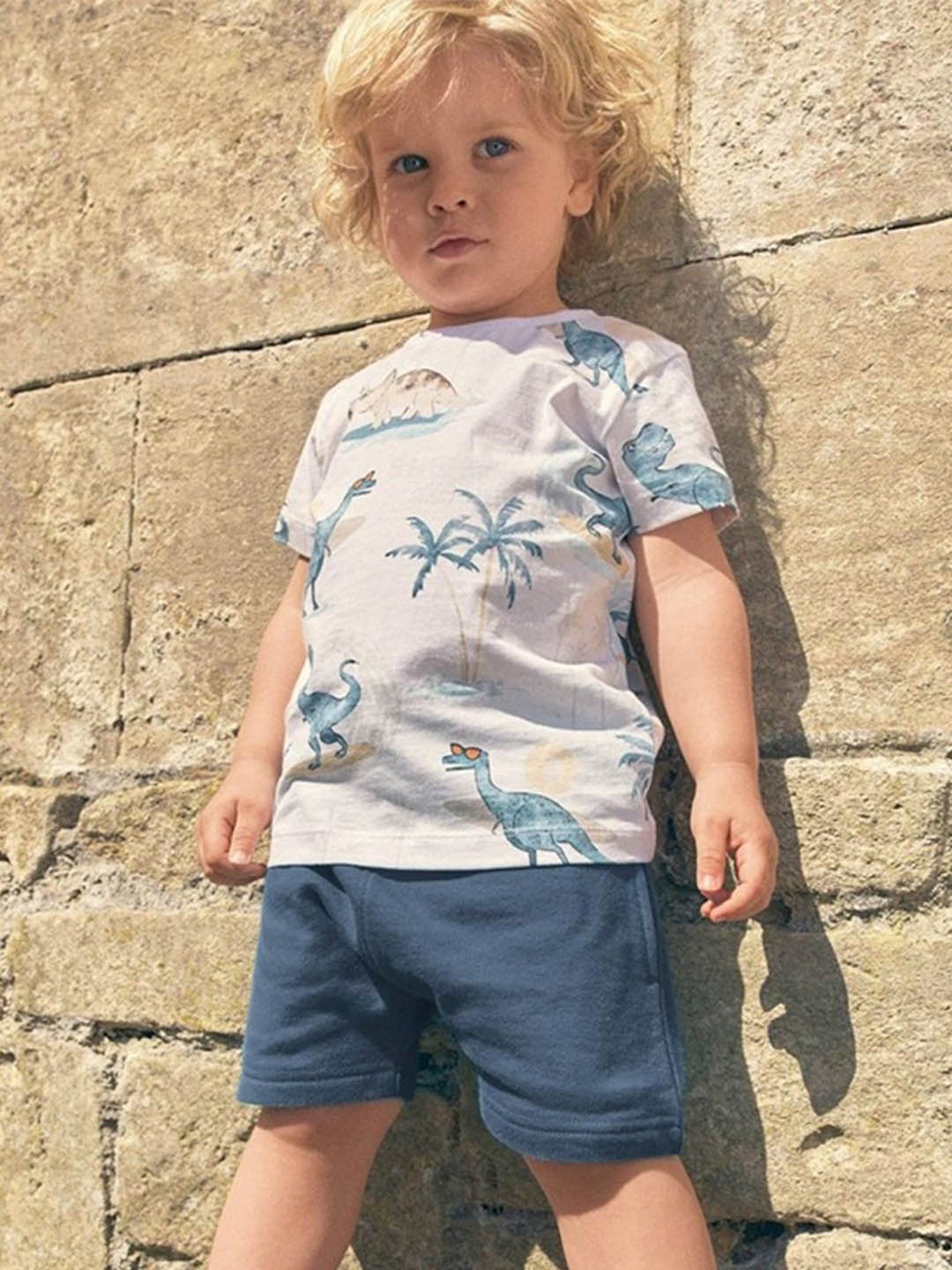 

LULU & SKY Boys Printed Round Neck Cotton T-Shirt With Shorts, Blue