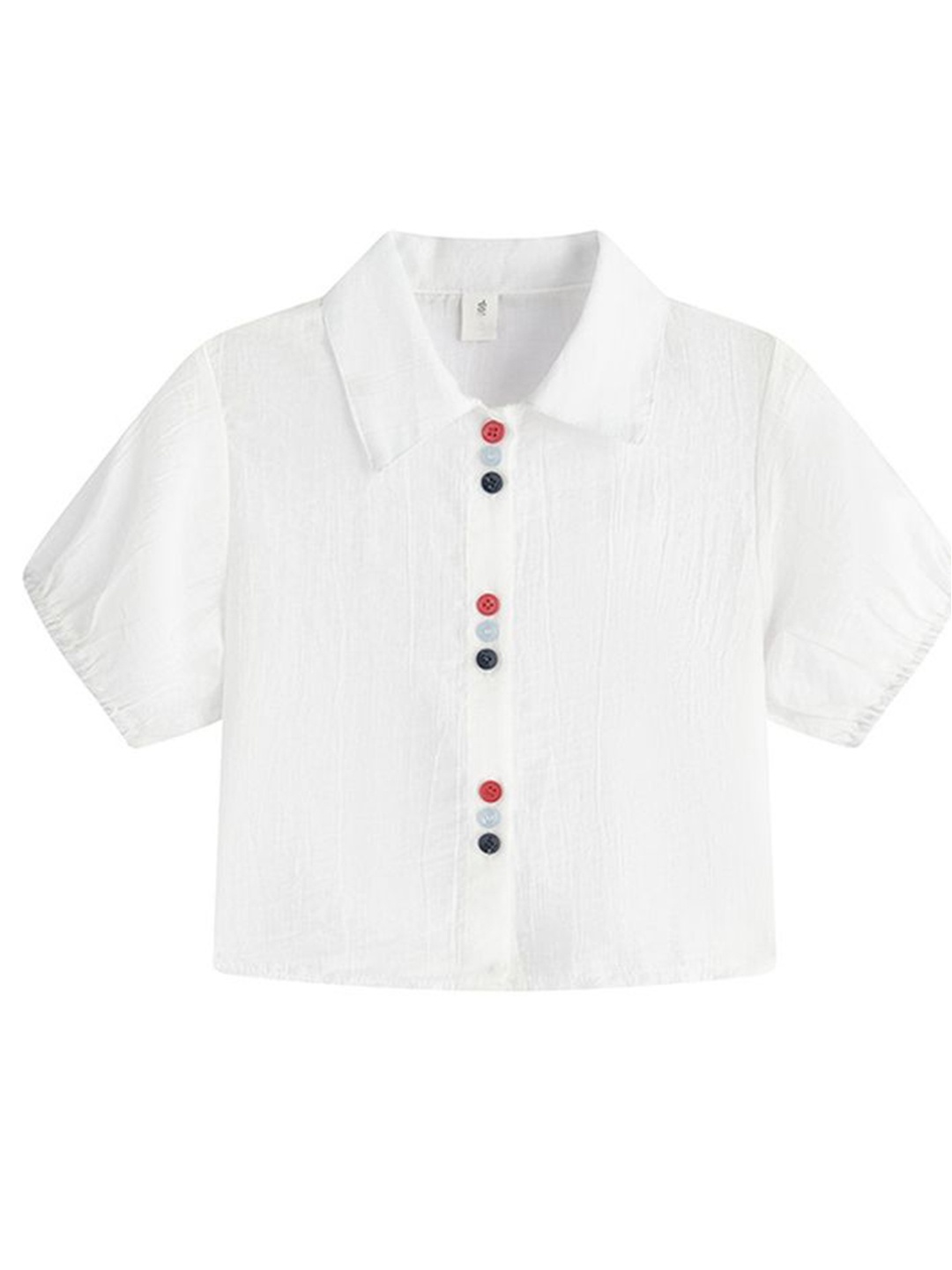 

LULU & SKY Girls Spread Collar Solid Cotton Casual Shirt, White