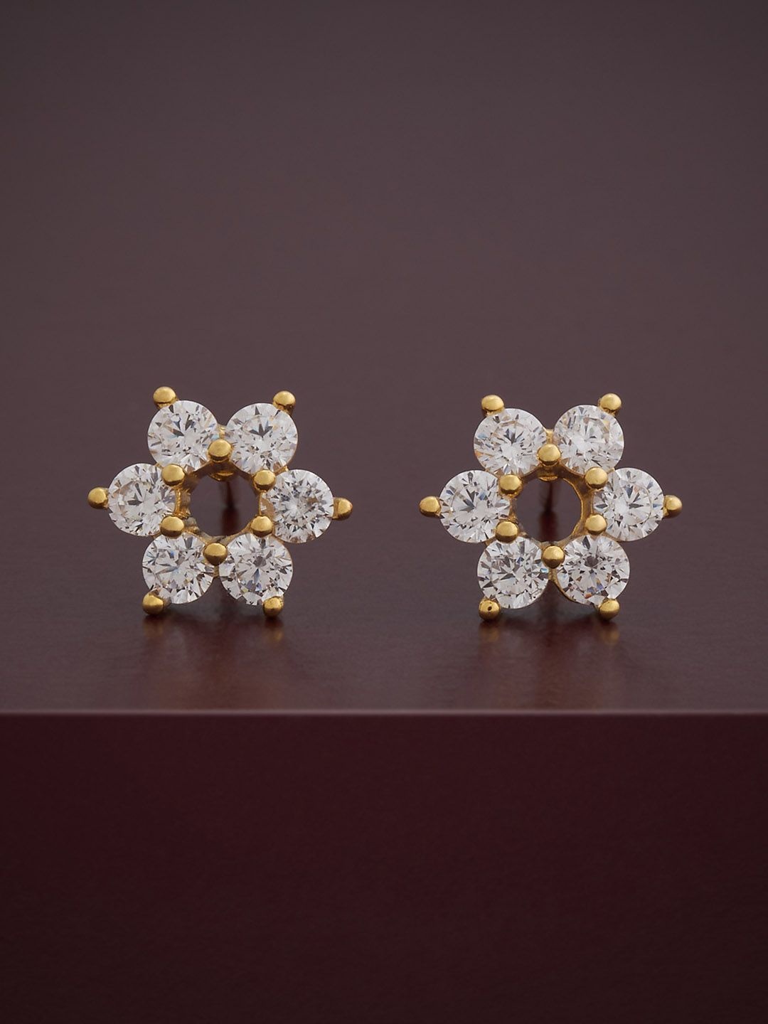 

Kushal's Fashion Jewellery 92.5 Silver Gold-Plated CZ Studded Studs Earrings