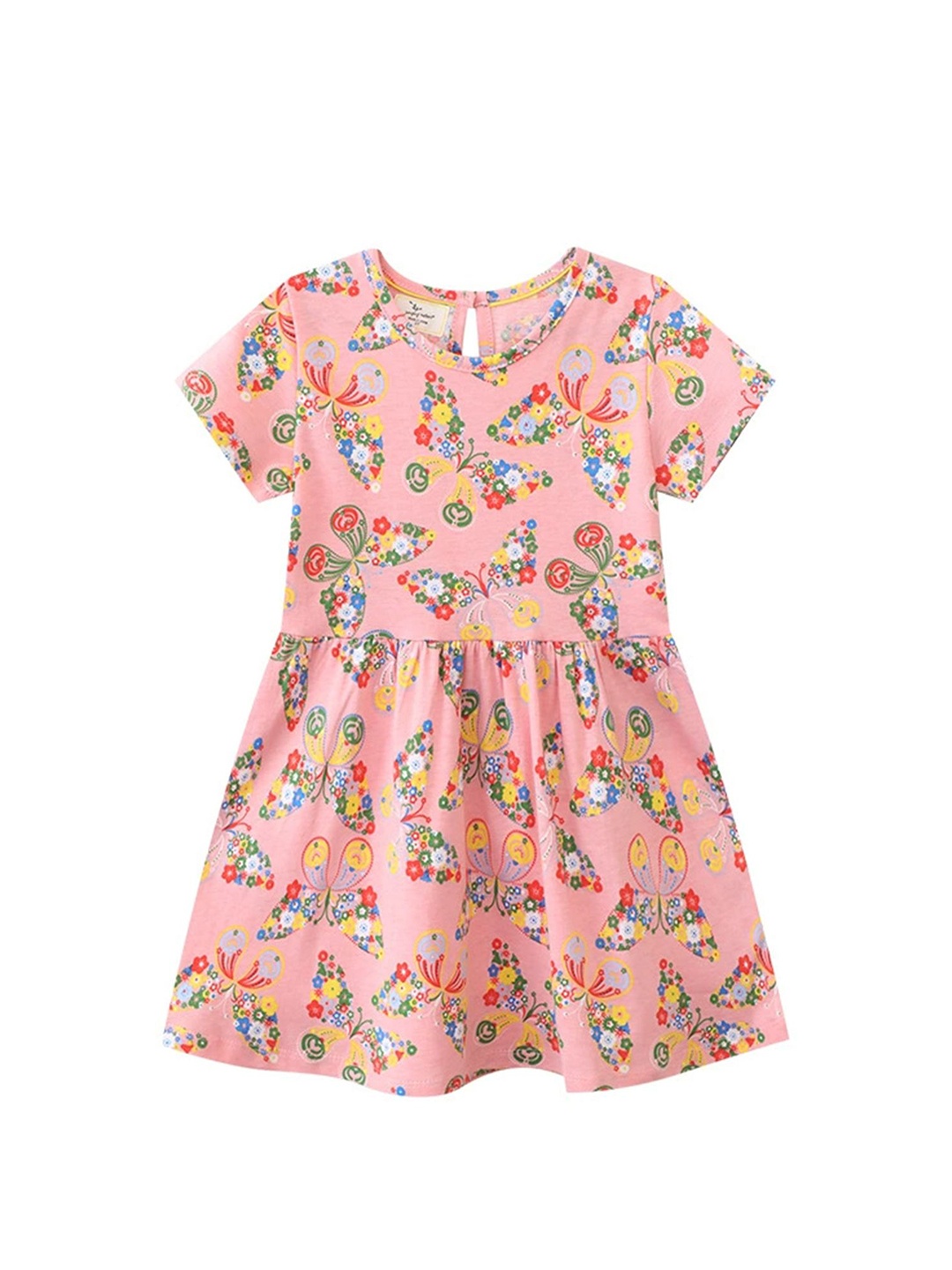

LULU & SKY Girls Floral Printed Fit & Flare Knee Length Dress, Pink