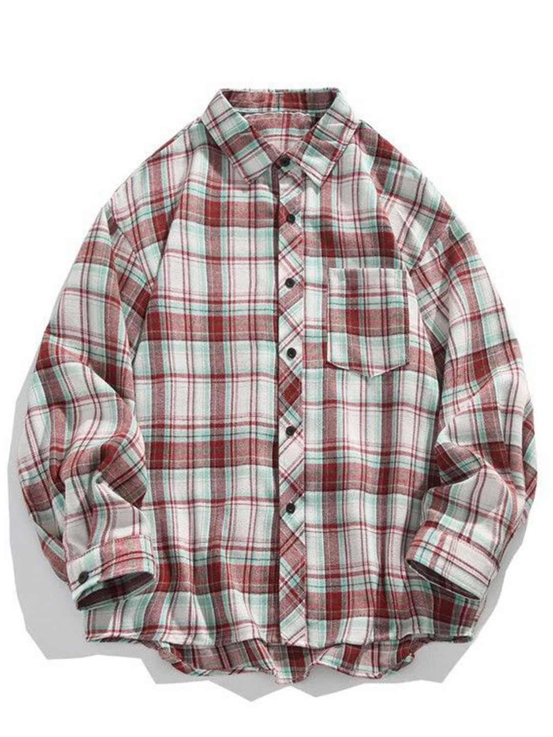 

DressBerry Women Checked Longline Oversized Casual Shirt, Red