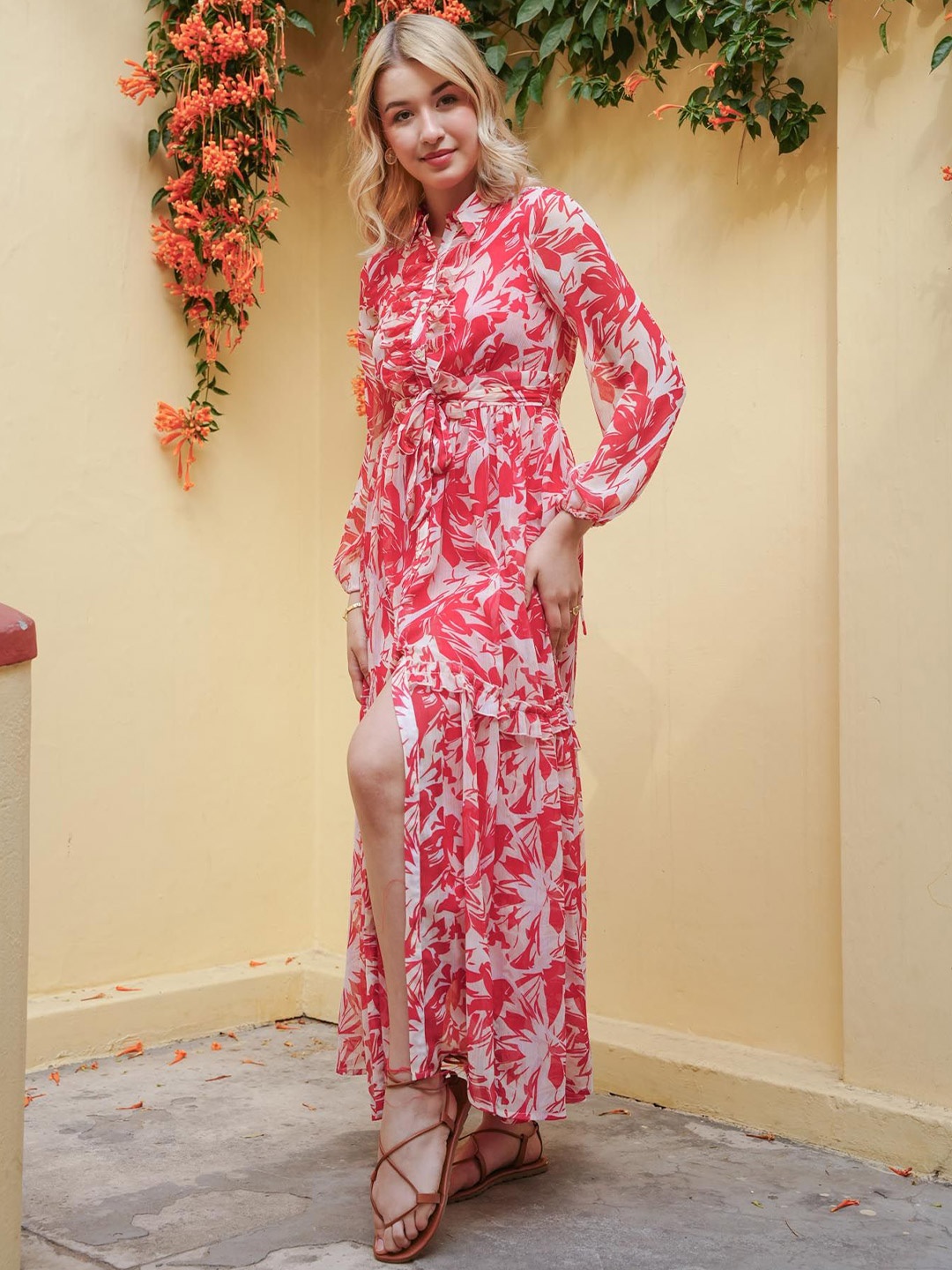 

House of Sal Women Floral Print Maxi Dress, Pink
