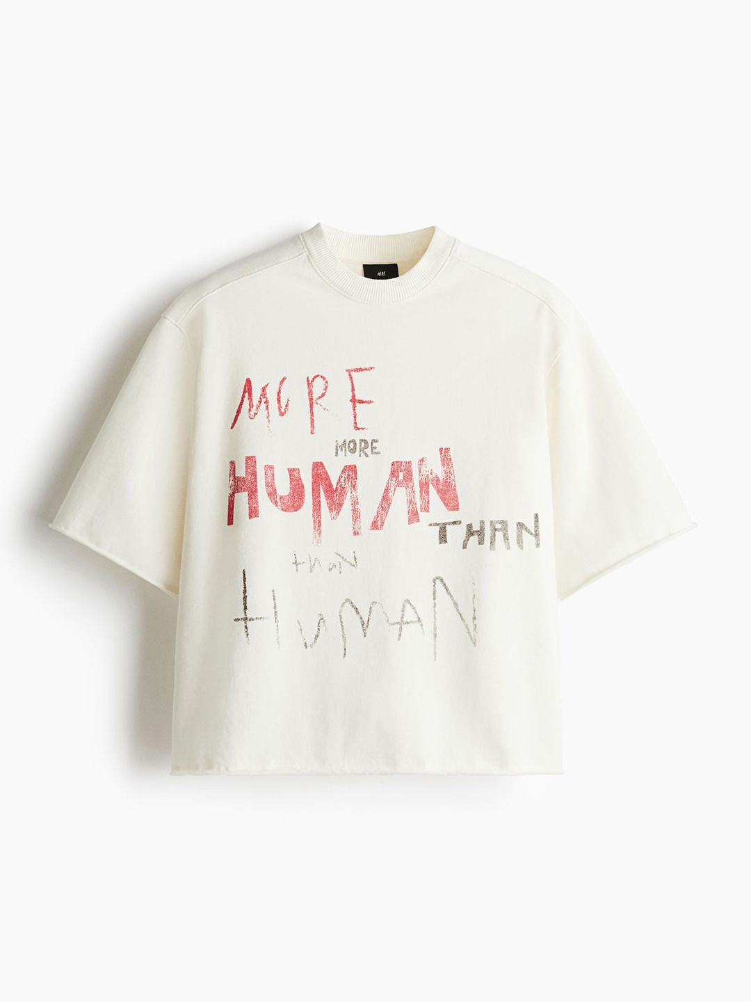 

H&M Oversized Fit Cropped T-shirt, White