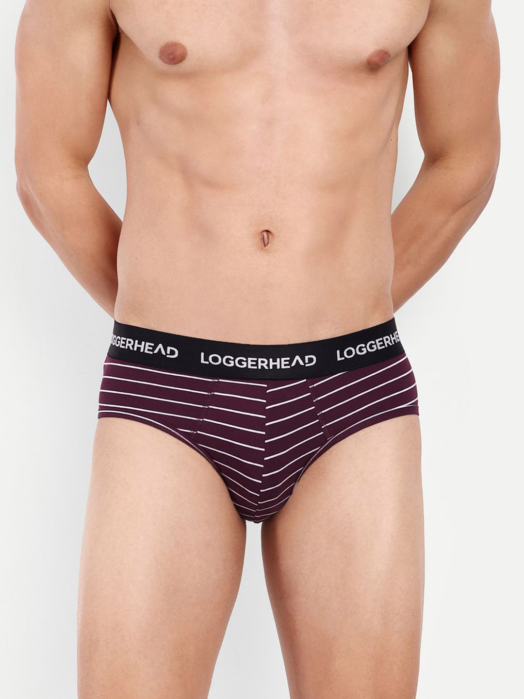

LOGGERHEAD Striped Mid Rise Brief - LHYB011-Wine-Wine, Purple