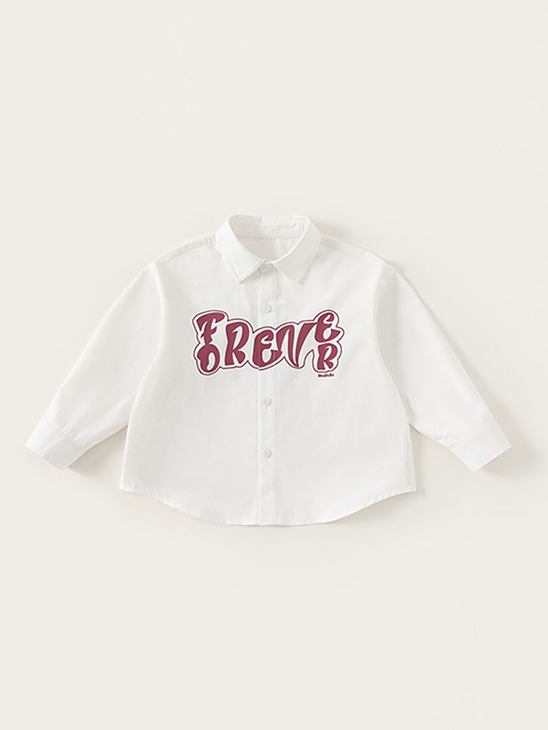 

LULU & SKY Boys Spread Collar Typography Printed Cotton Casual Shirt, White