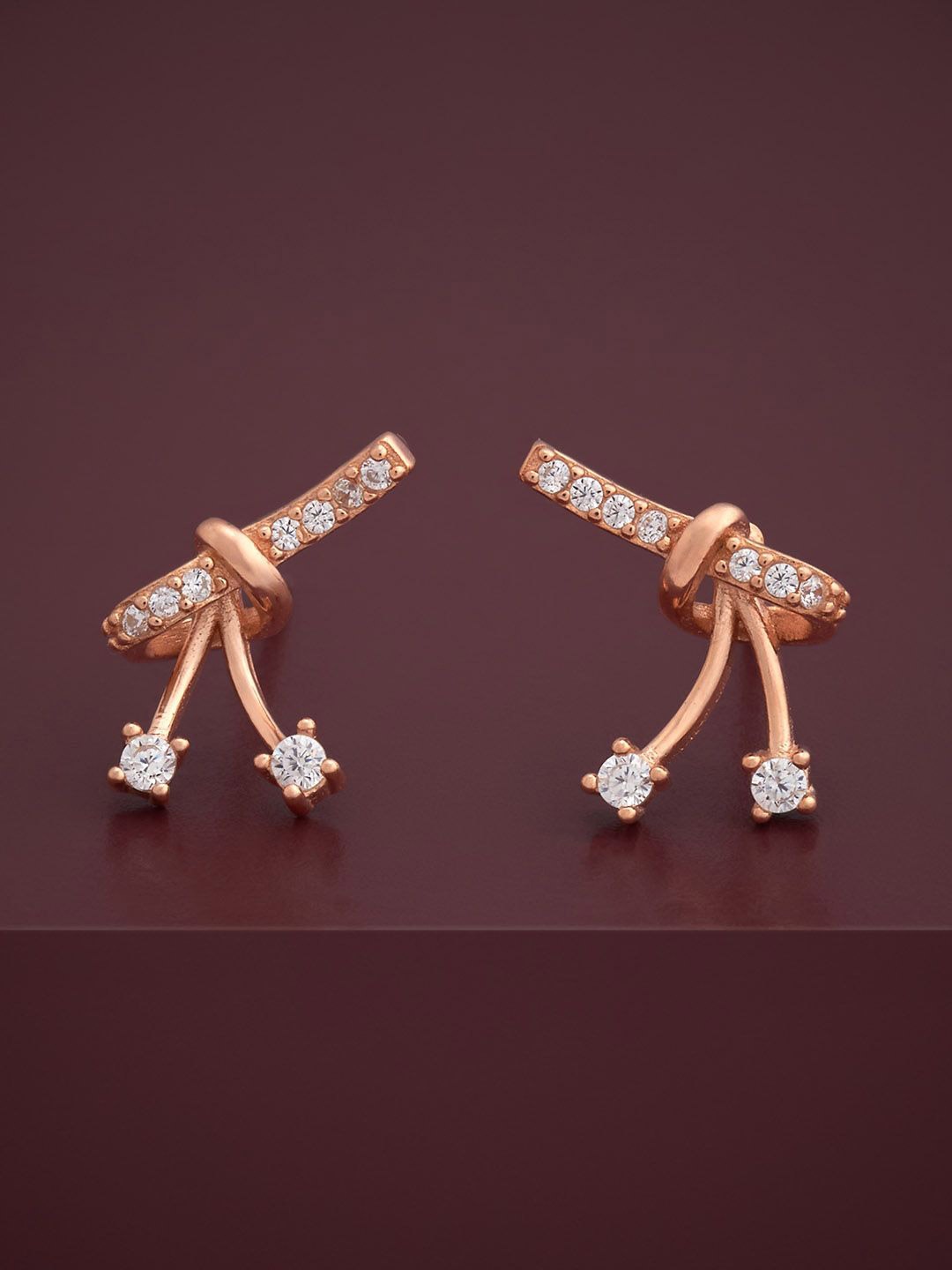 

Kushal's Fashion Jewellery 92.5 Silver Rose Gold-Plated CZ Classic Studs