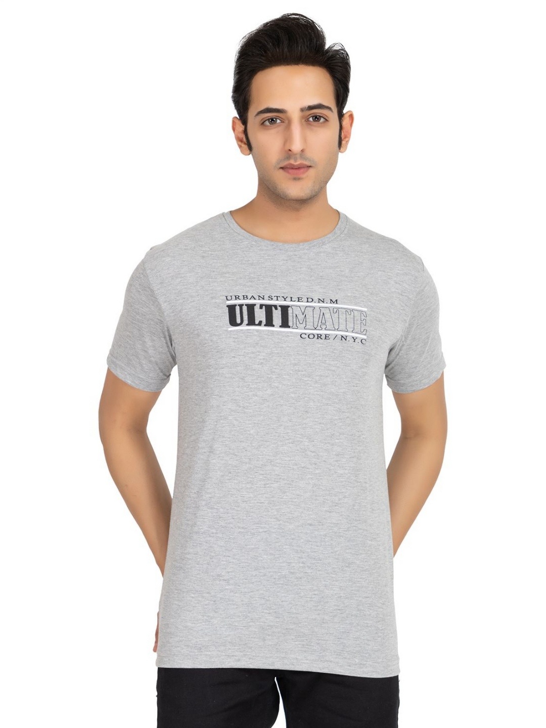 

Antiloop Men Typography Printed Round Neck Cotton T-shirt, Grey