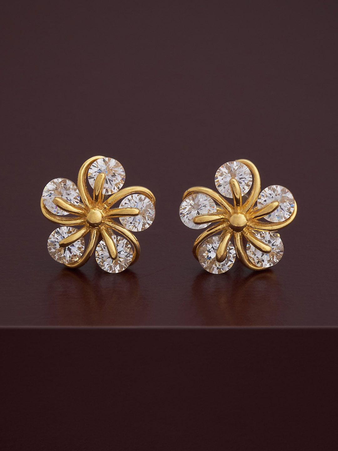 

Kushal's Fashion Jewellery 92.5 Silver Gold-Plated CZ Studded Studs Earrings