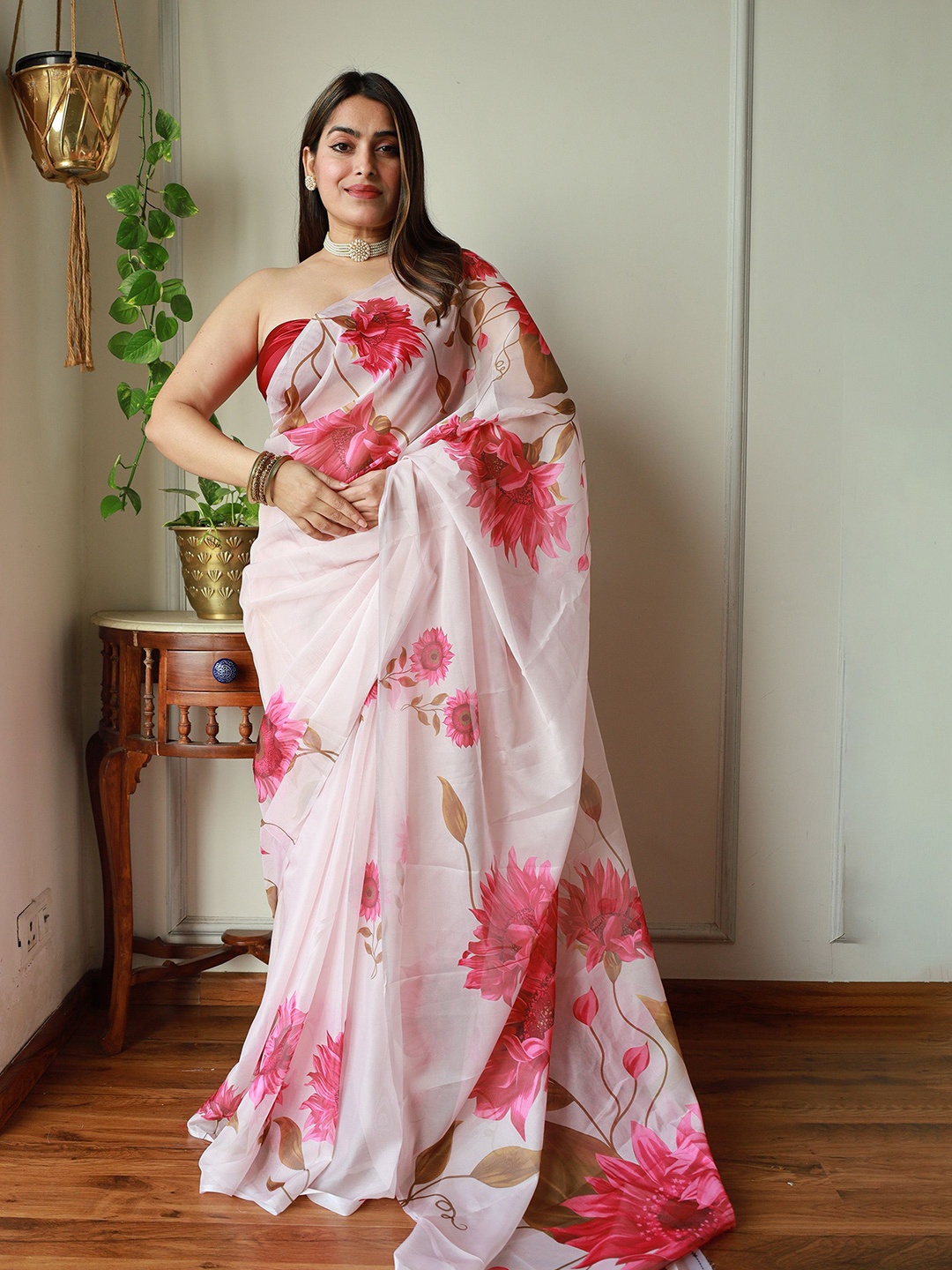 

Anouk Floral Organza Saree, White