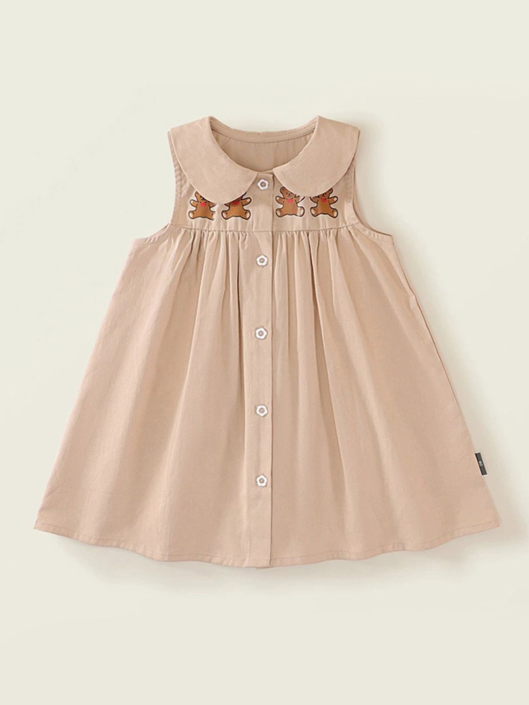 

LULU & SKY Girls Peter Pan Collar Cotton Shirt Dress, Khaki
