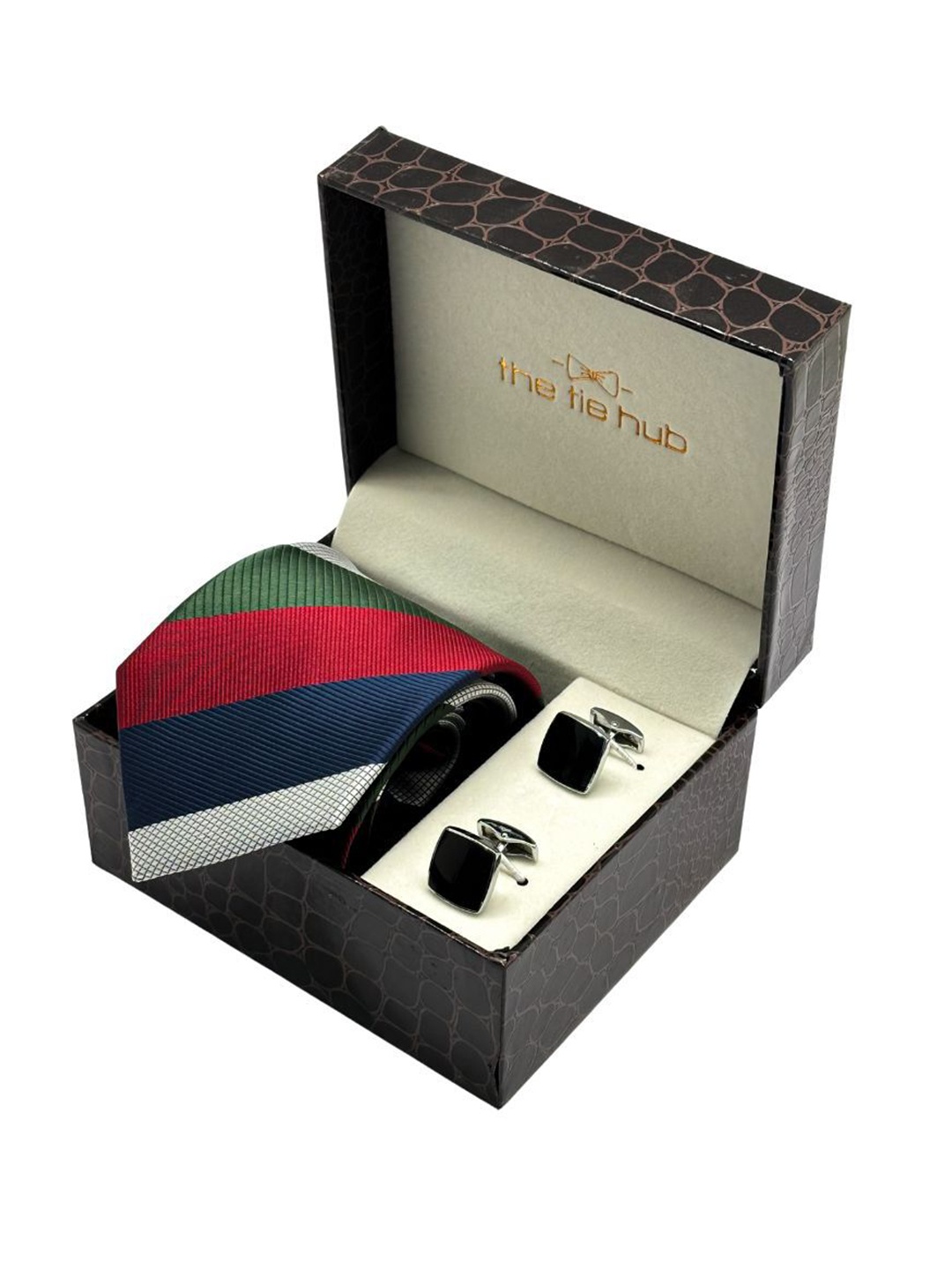 

The Tie Hub Men Accessory Gift Set of Tie, Cufflinks, Pocket Square, Blue