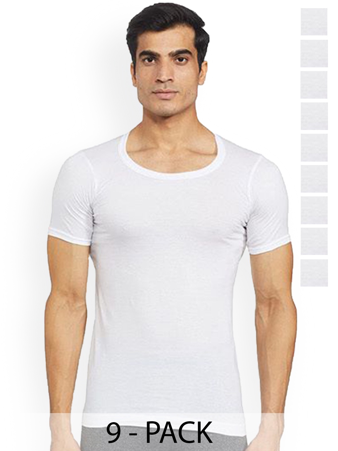 

Rupa Pack Of 8 Pure Cotton Undershirt Vests Frontline-Sky-White-RNS-8-85
