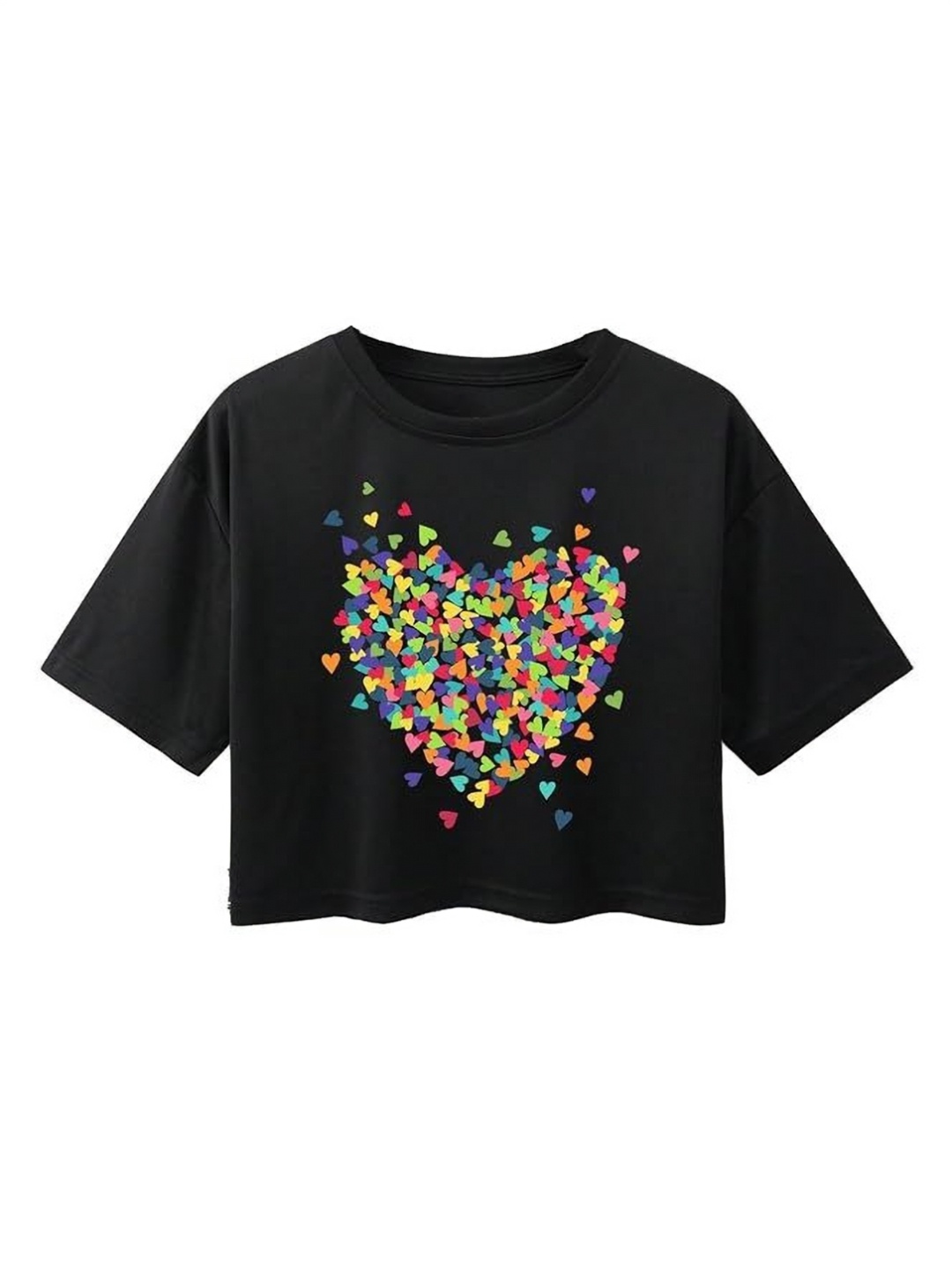 

KATECLO Women Graphic Printed Round Neck Cotton Boxy Fit T-shirt, Black