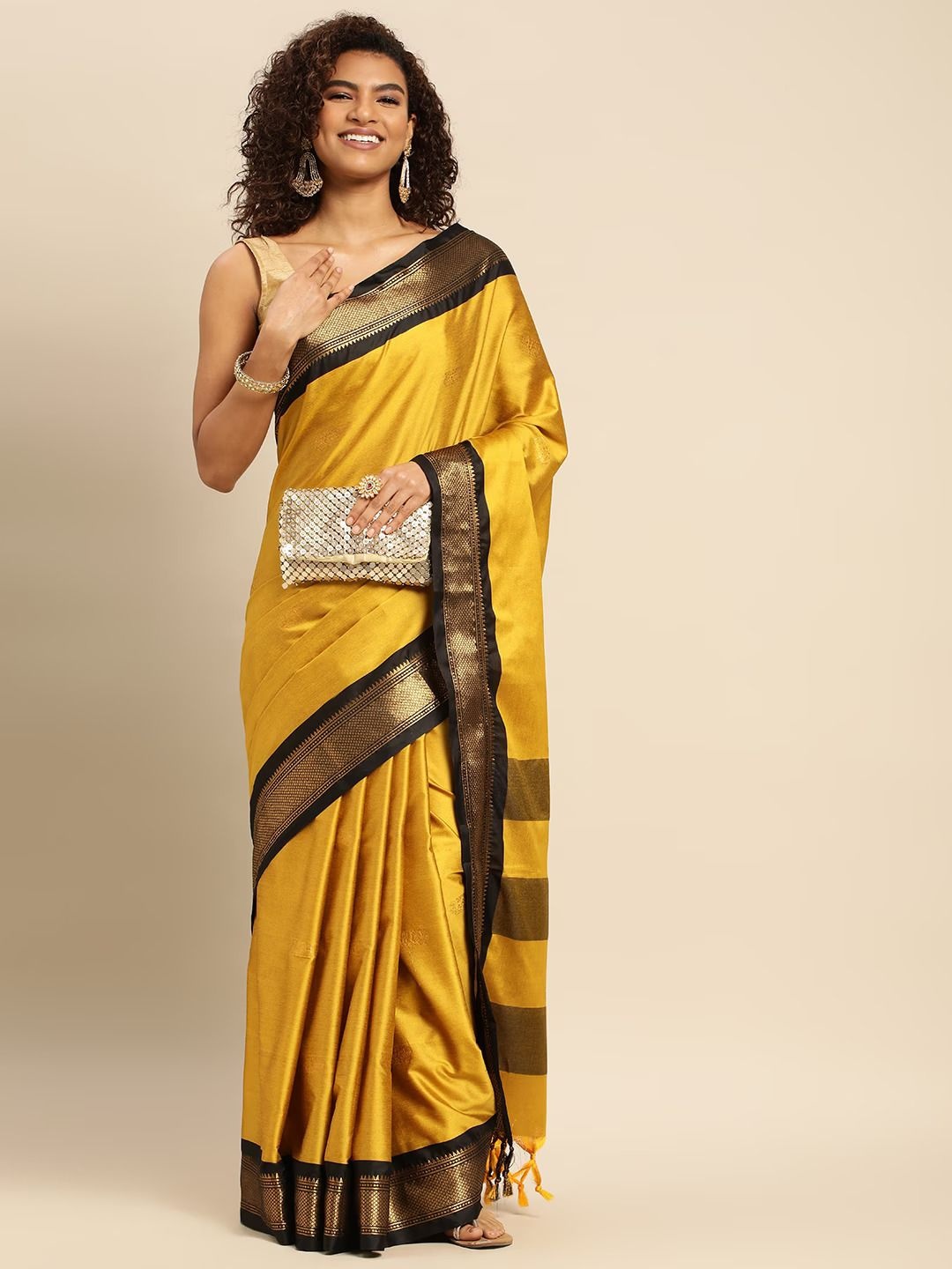 

DIVASTRI Woven Design Zari Silk Blend Paithani Saree, Yellow