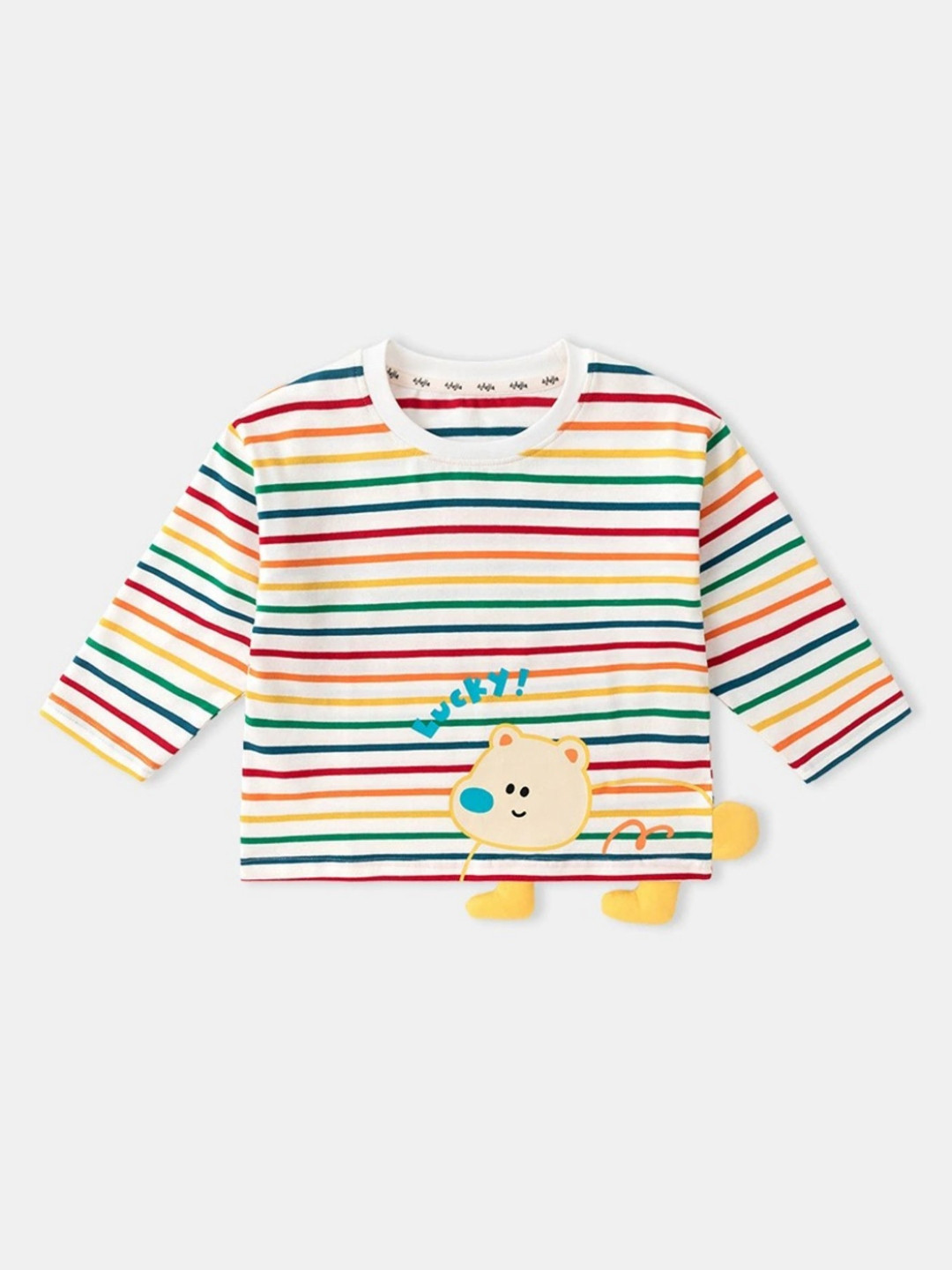 

LULU & SKY Girls Striped Round Neck Cotton T-shirt, White