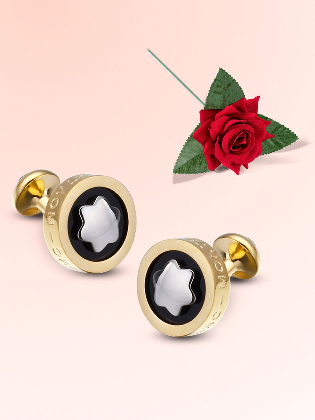 

Peora Men Geometric Cufflink, Gold