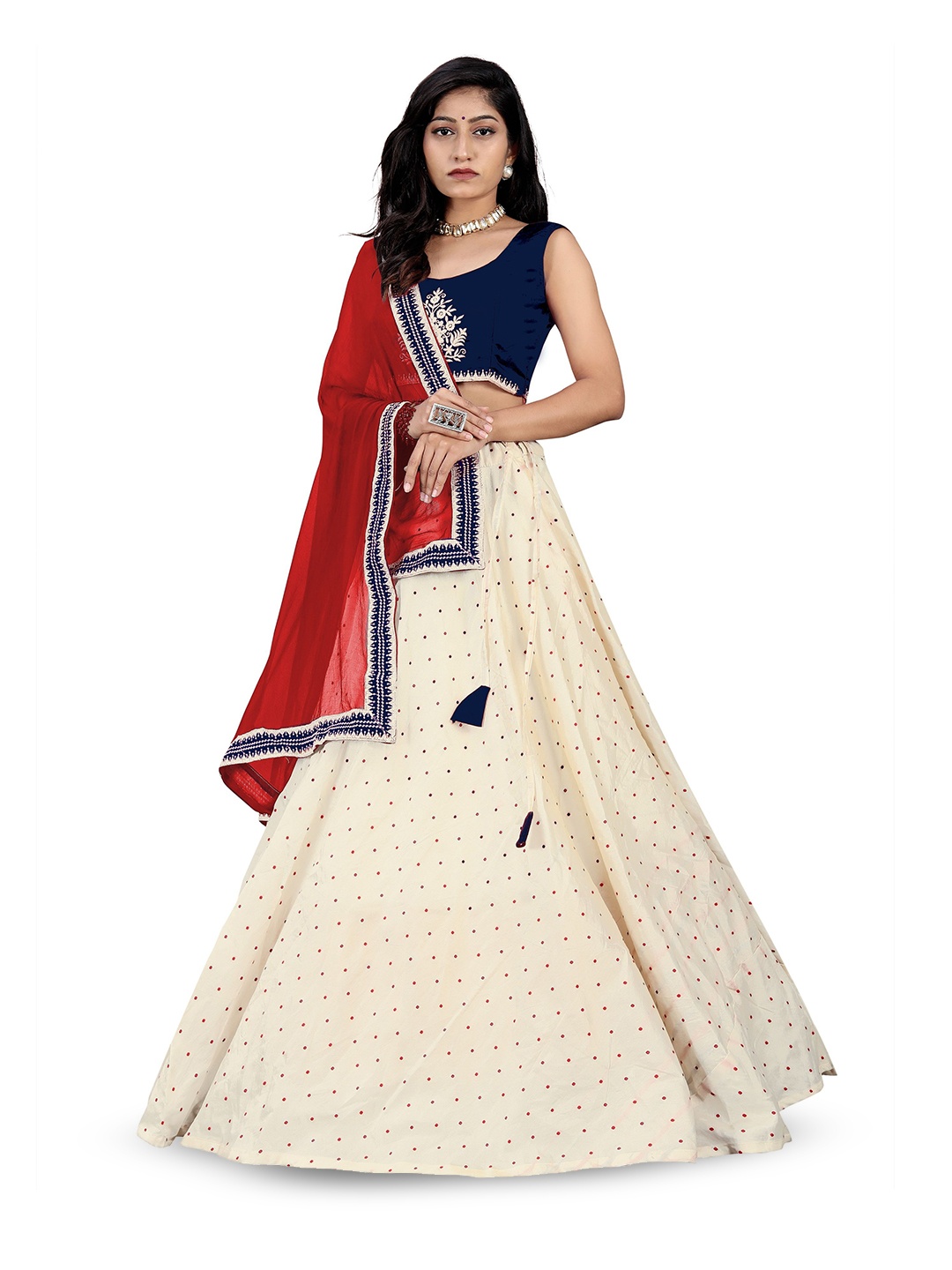 

Anneca Girls Embroidered Thread Work Ready to Wear Lehenga & Blouse With Dupatta, Maroon