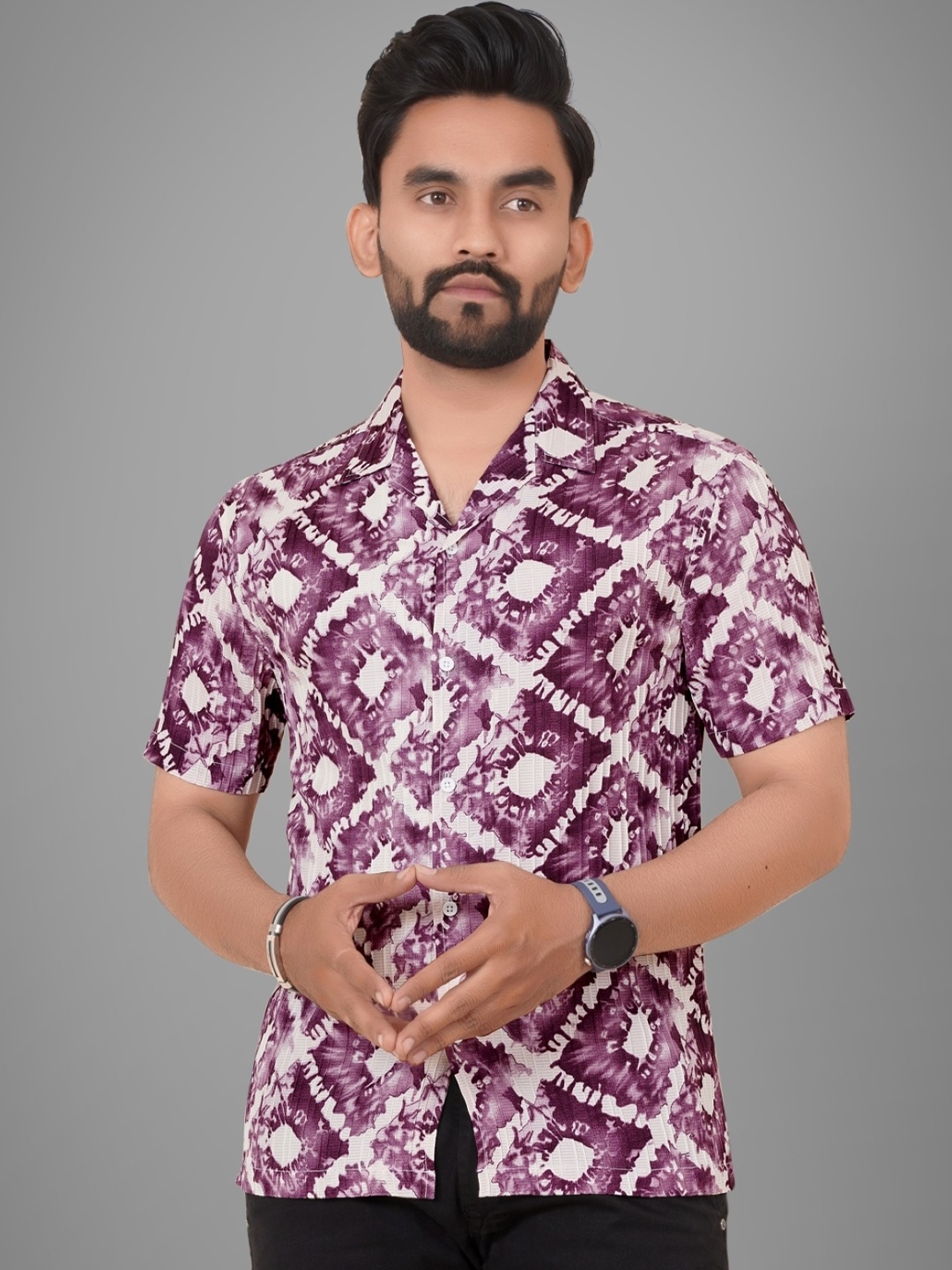 

Metronaut Men Floral Semi Sheer Printed Casual Shirt, Lavender
