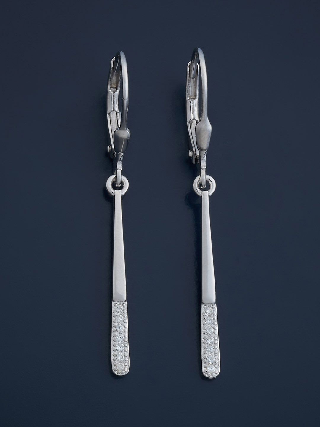 

Kushal's Fashion Jewellery 92.5 Silver Rhodium-Plated Zircon Hoop Earrings, White