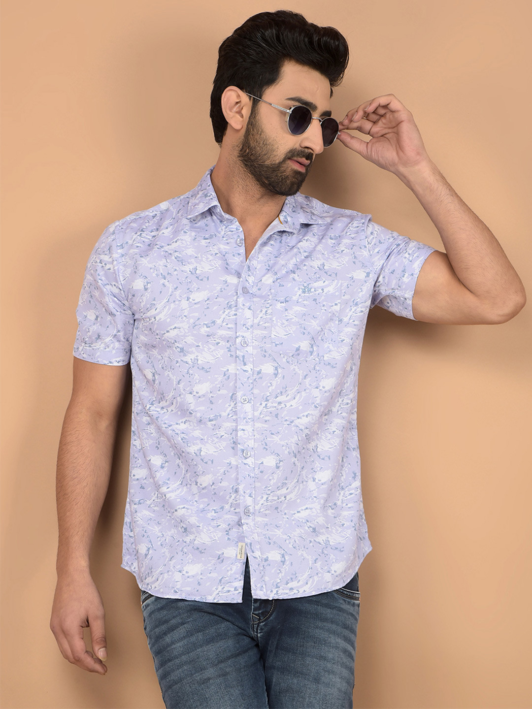 

Crimsoune Club Men Classic Fit Abstract Printed Casual Shirt, Purple