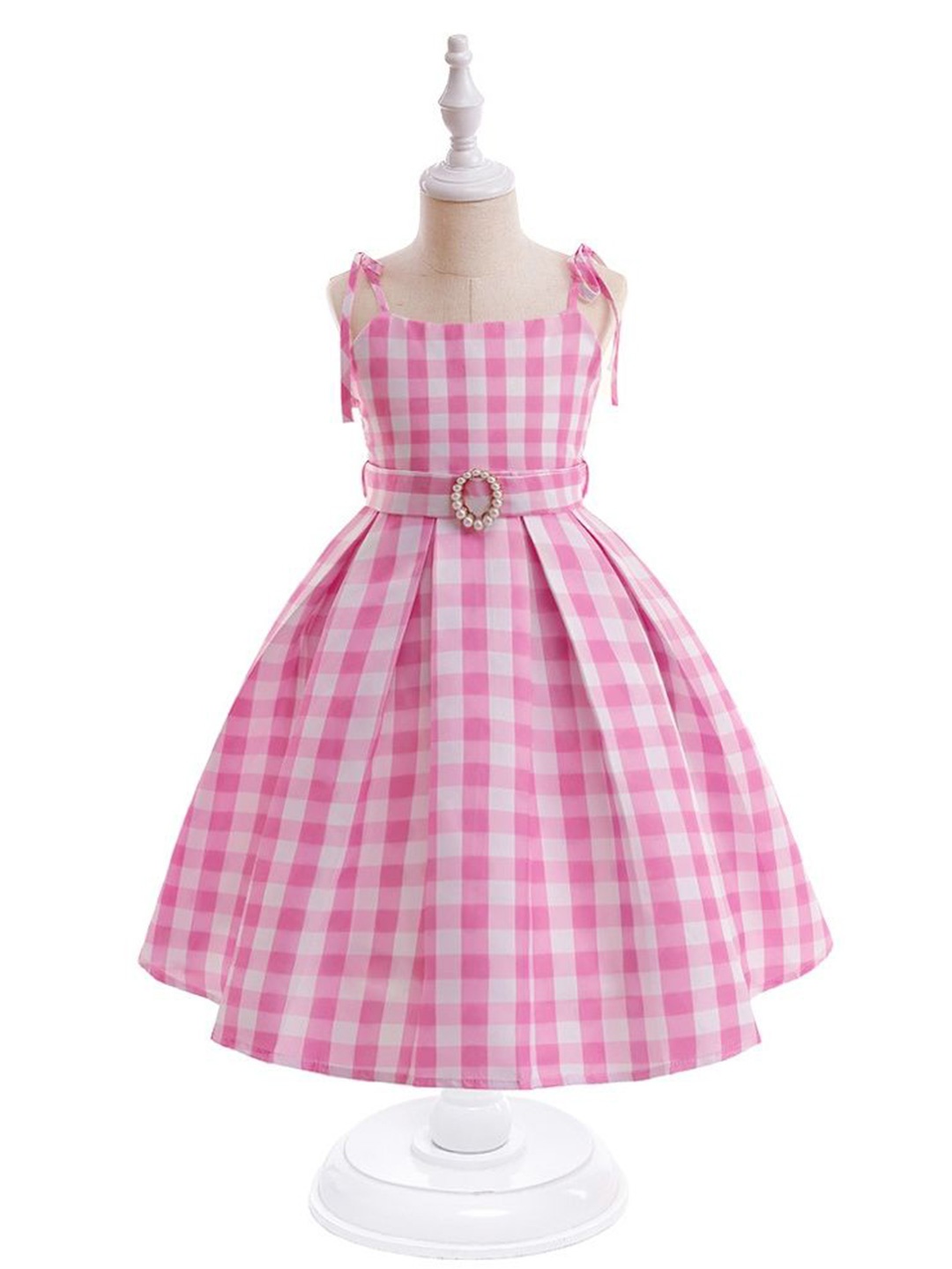 

LULU & SKY Girls Fit And Flare Checked Dress, Pink