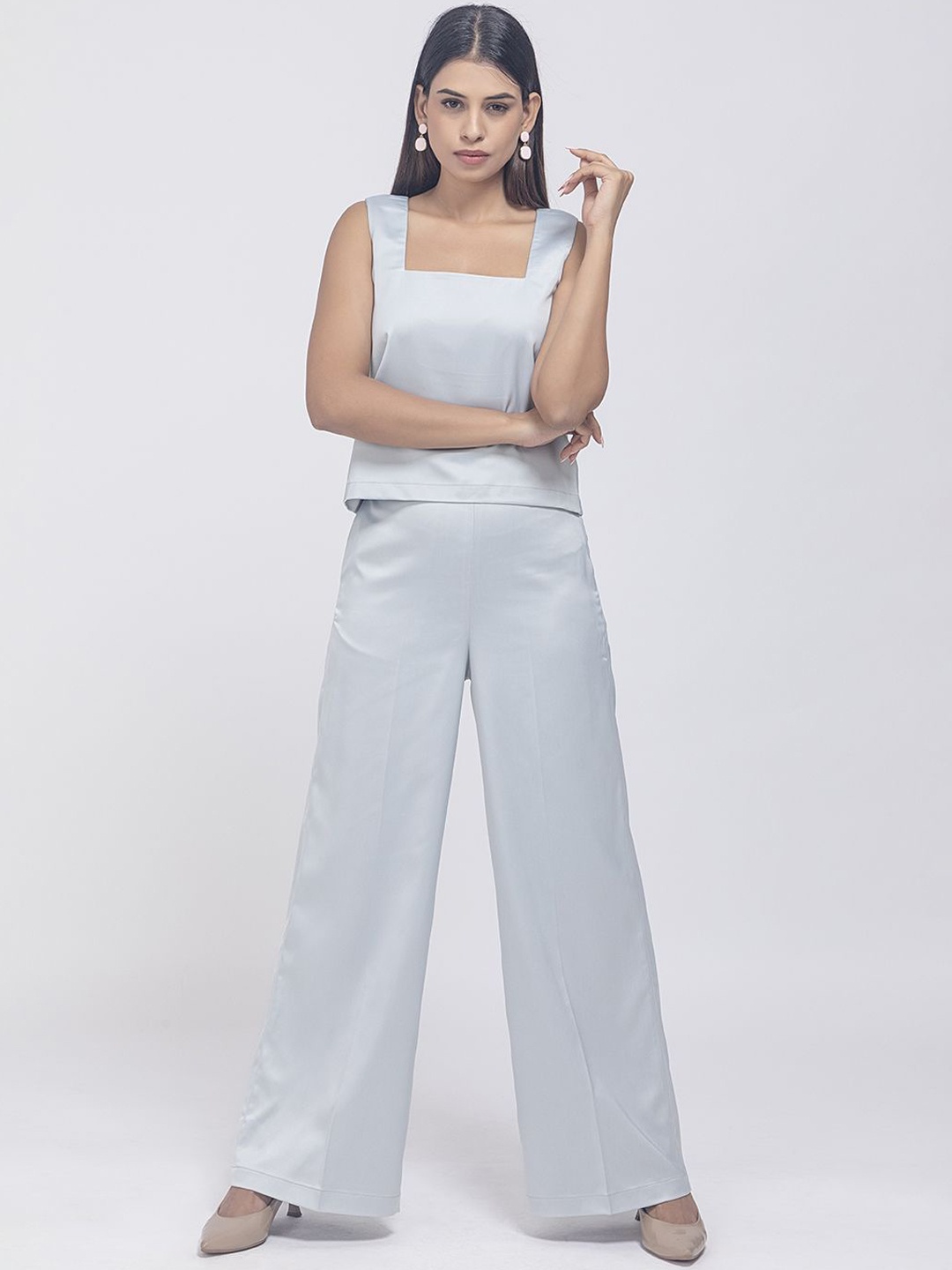 

D'Almirah Square Neck Top With Trouser, Silver